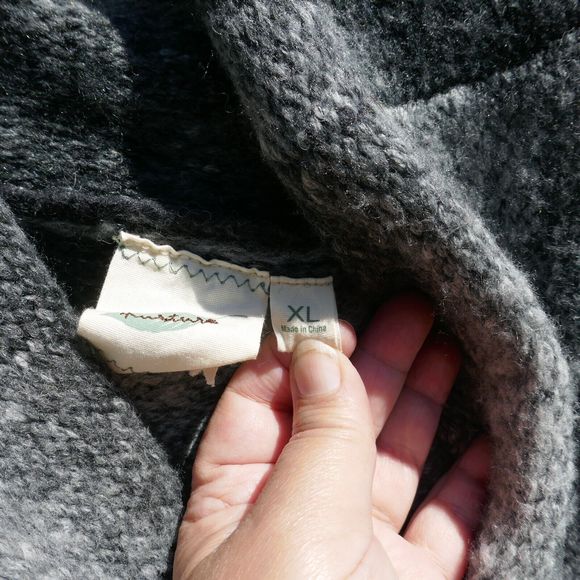 Nurture Sweater Poncho Cowl Neck Wool Blend Gray Striped Knit XL - Picture 5 of 8